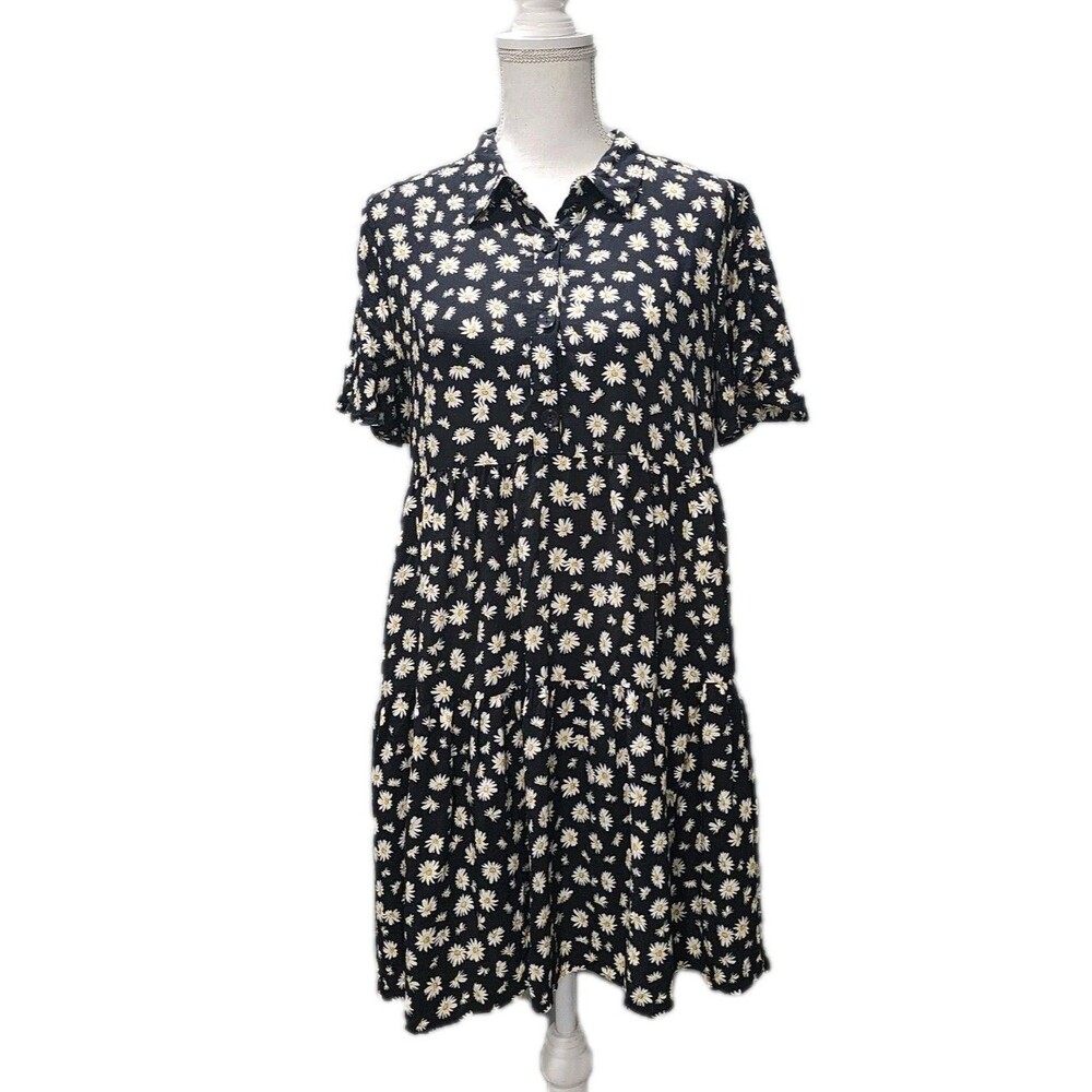 Zara Women's Daisy Short Sleeve Mini Dress Black Size Large